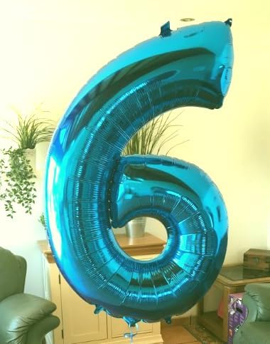 40 Inch Blue Mylar Foil Number 6 Birthday Balloon, Digital Balloons - Image 6