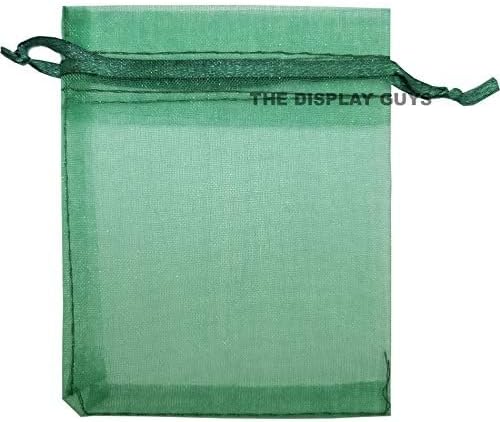 TheDisplayGuys 100-Pack 6x8 Dark Green Sheer Organza Gift Bags - Image 7