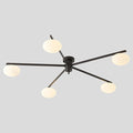 5 Lights Mid Century Modern Black Sputnik Semi Flush Mount Ceiling Light by Magiroz