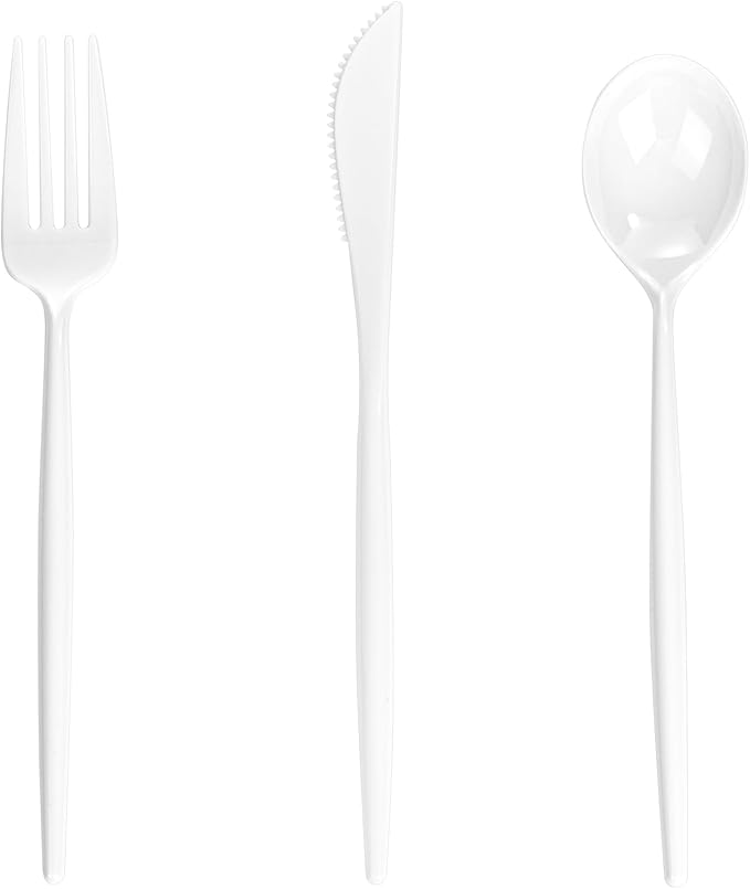 Supernal 360pcs White Plastic Silverware Heavy Duty Disposable Cutlery Set by supernal