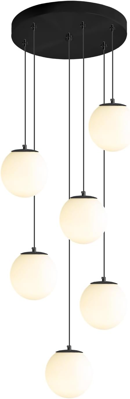 H 87in Globe Pendant Light 6-Lights Modern Hanging Chandelier - Image 7