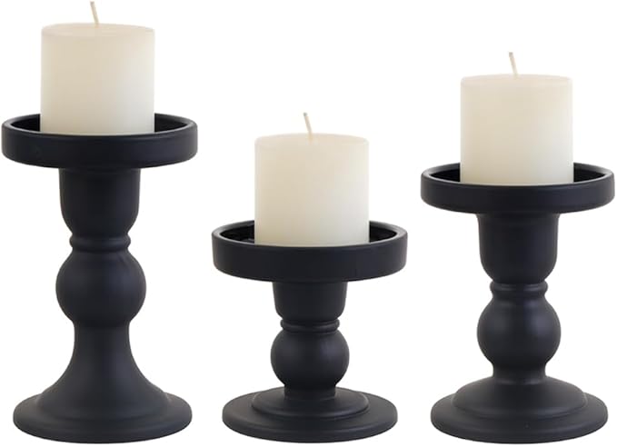 6-Piece Set of Black Glass Candlestick, Crystal Candlestick Holder Holder and - Image 4