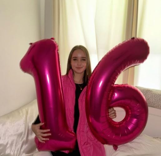 40 Inch Hot Pink Mylar Foil Number 60 Birthday Balloon, Digital Balloons - Image 5