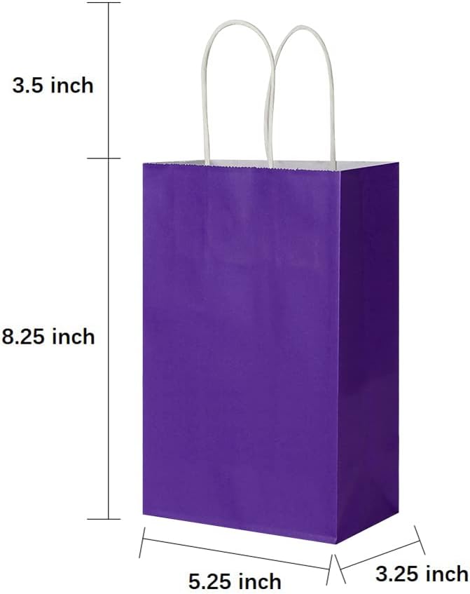 Oikss 50 Pack 5.25x3.25x8.25 Inch Small Purple Kraft Paper Bags - Image 2