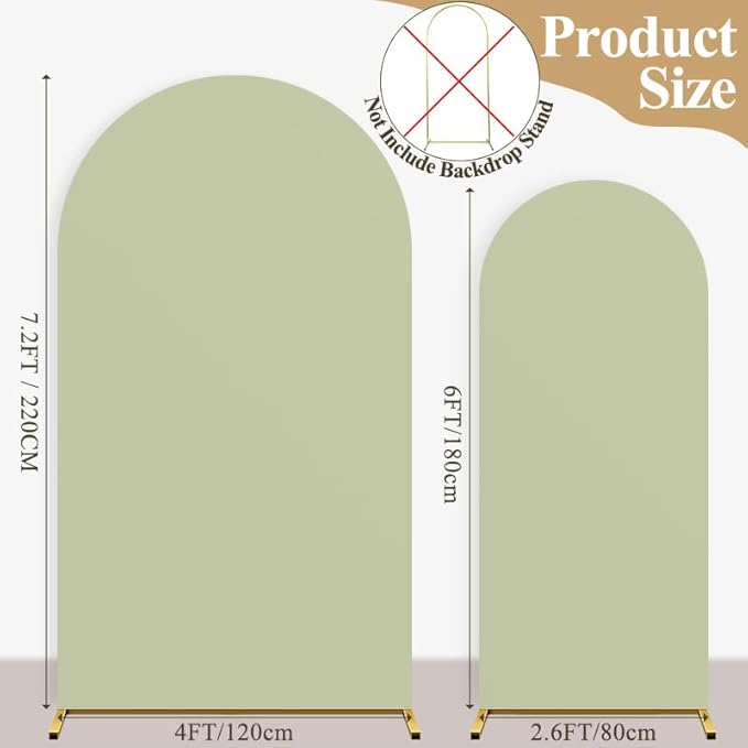 Ledido Wedding Arch Backdrop Cover 6FT 7.2FT Arch Covers 2Set Fitted Stretchy - Image 2