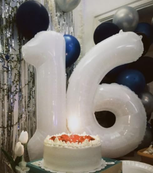 White 40 Inch Mylar Foil Number 6 Balloon, Birthday Digital Balloons - Image 5