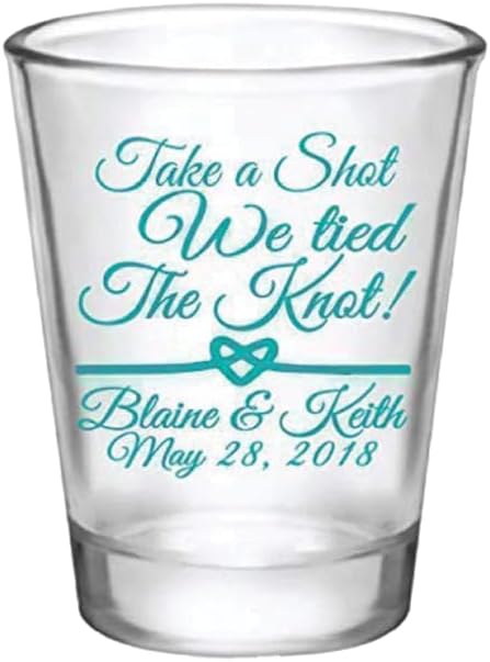 Personalized 1.75oz Glass Shot Glass “Take A Shot We Tied the Knot” Design by Factory21