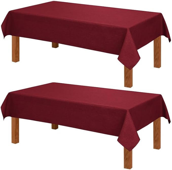 Hiasan 2 Pack Faux Linen Red Rectangle Tablecloth by Hiasan