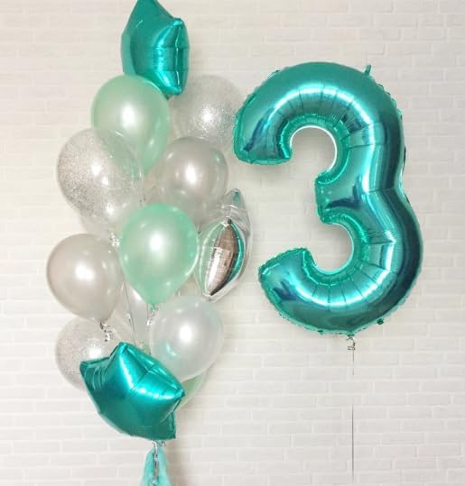 40 Inch Teal Blue 3 Large Number Balloon, 3 13 23 30 33 36 Teal Blue Birthday - Image 5