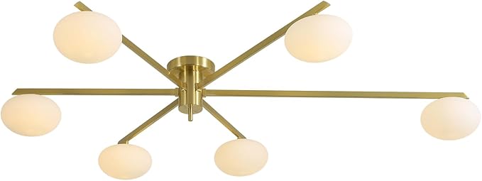 6-Lights Gold Sputnik Chandelier Modern Ceiling Light Fixtures Retro Glass by Magiroz