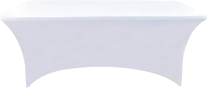 10-Pack 4ft White Spandex Table Covers - Image 7