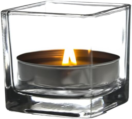 WGV 2 Inch Tea Light Votive Candle Holder, Square Cube 2”x2”, Small Tiny by WGVInternational-OpusGlassware