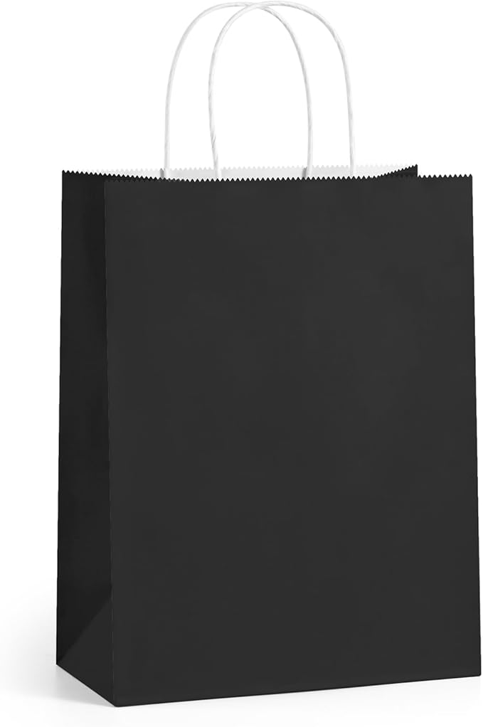BagDream Black Gift Bags 8x4.25x10.5 100Pcs Kraft Paper Bags - Image 7