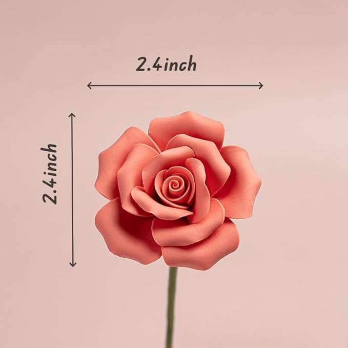 6pcs Handmade Ceramic Roses, Featuring Vibrant Colors and Intricate Petal - Image 2