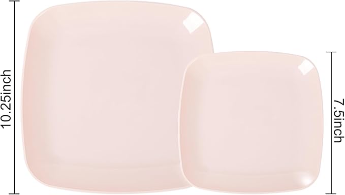 PULOTE 60PCS Pink Square Plastic Plates Disposable - Image 2