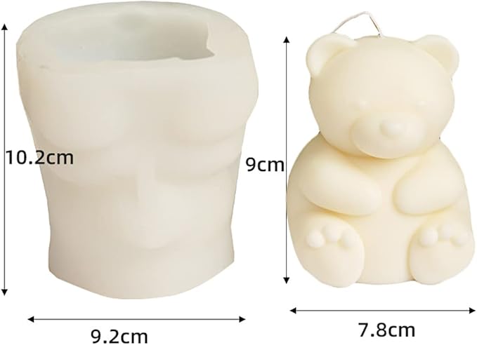 2 Pack Cute Bear Scented Candle Mold Bear Mold Silicone Mold - Image 4