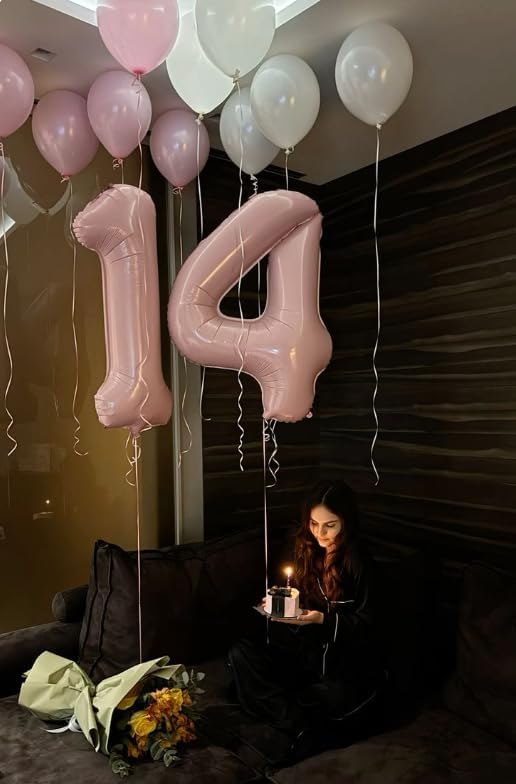 40 Inch Pearlescent Pink Large Number 4 Balloons, Giant Foil Number Four 14 24 - Image 6