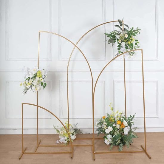 Tableclothsfactory Set of 4 | Gold Metal Wedding Arch Chiara Backdrop Stand - Image 5