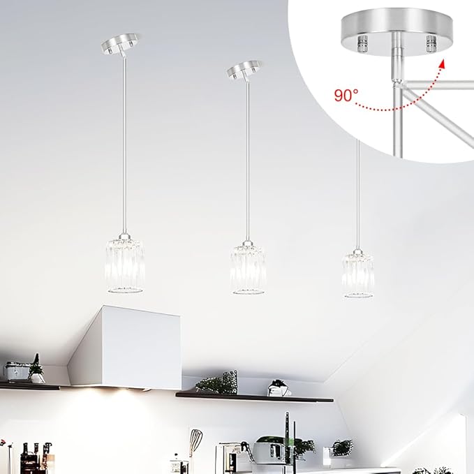 Chrome Kitchen Pendant Lights Over Island - Image 3