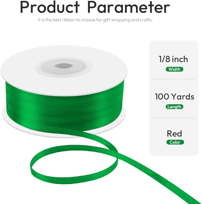 1/8" x 100 Yards Double Faced Satin Ribbon - Image 2