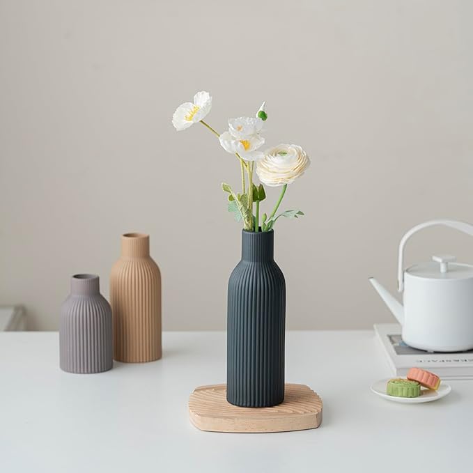 Modern Ceramic Vases Set of 3, Shelf Table Centerpiece - Image 3