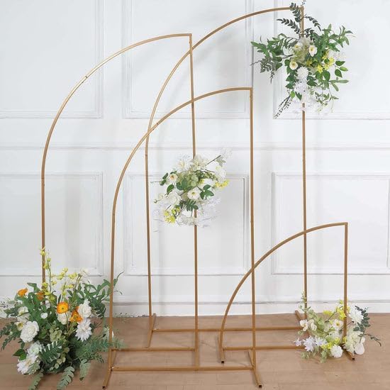 Tableclothsfactory Set of 4 | Gold Metal Wedding Arch Chiara Backdrop Stand - Image 4