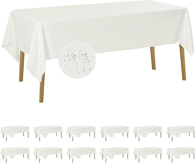 Fokitut 12 Pack Waterproof Rectangle Tablecloth, 60x120 Inch, Stain Resistant by BalsaCircle