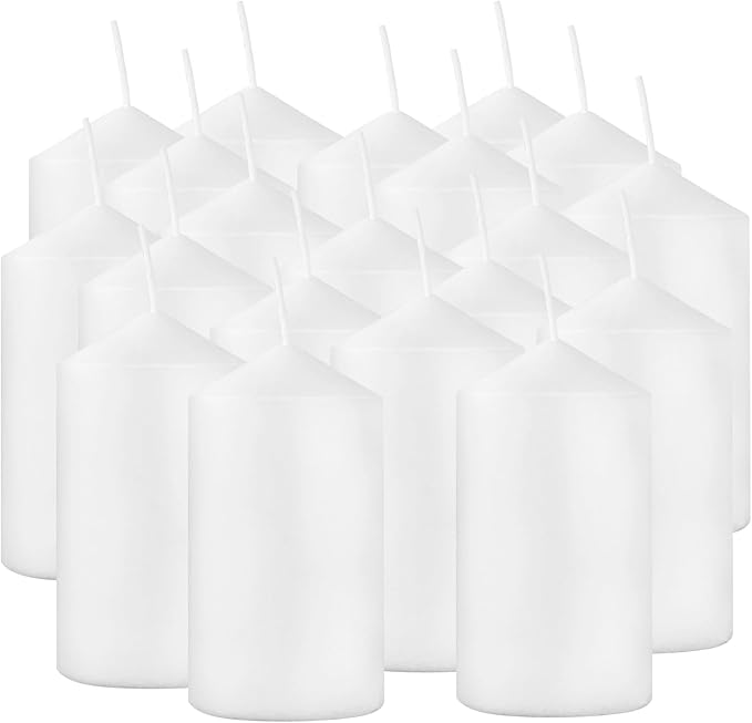 20-Pack 2 x 4 Long Burning Unscented White Tall Pillar Candles - Image 2