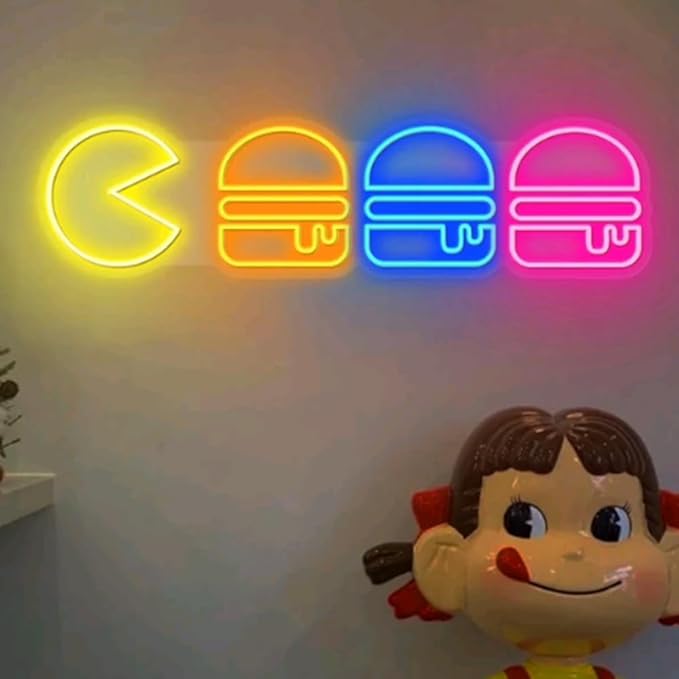 Hamburger Neon Sign|Hamburger Led Neon Sign|Kid's room neon Light|Neon Wall - Image 3