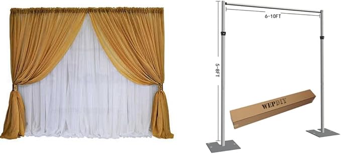 Portable Pipe and Drape Heavy Duty Backdrop Stand, ADJ Metal Frame and Heavy by WEPDIY
