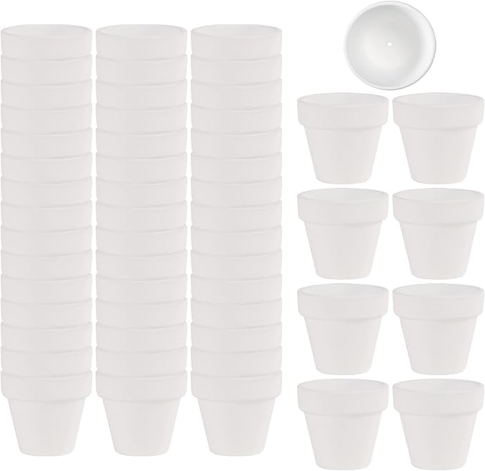 54 Pcs Small Mini White Clay Pots 2.1'' Terracotta Pot Clay Ceramic Pottery by FcactiTerracottaPots
