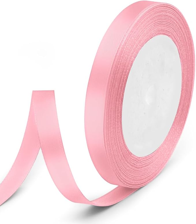 3/8" x 25 Yards Satin Ribbon, Light Pink Silk Ribbon Ideal by Quhora