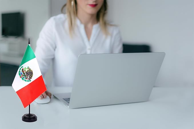 WXTWK 2 Pack Mexico Flag Mexico Deluxe Desk Flag Set - Image 6