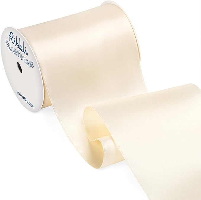 Ribbli Cream Satin Ribbon 4 Inch Wide Cream Ribbon by Ribbli