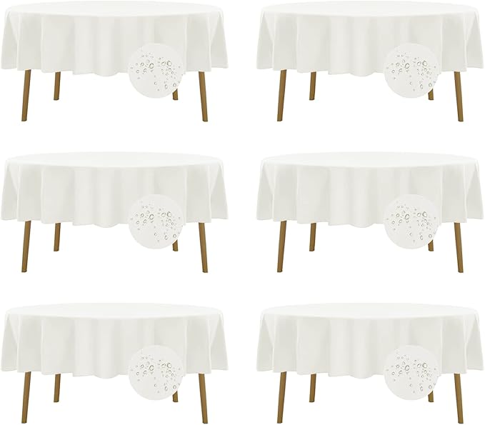 Fokitut 6 Pack Waterproof Round Tablecloth, 90 Inch, Stain Resistant and by BalsaCircle