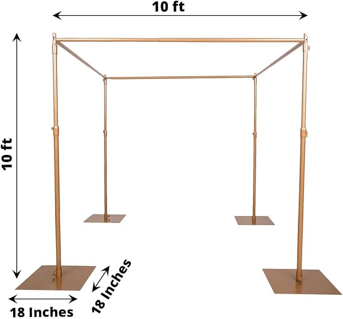 Tableclothsfactory 10ft | 4 Post Gold Metal DIY Photography Backdrop Stand - Image 3