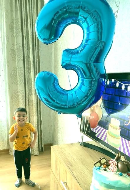 Large 40 Inch Blue 3 Number Balloon, 3 13 23 30 33 36 38 Blue Birthday Party - Image 6