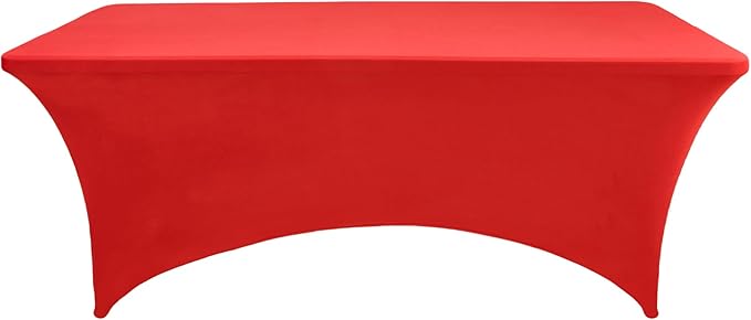6-Pack 6ft Red Spandex Table Covers - Image 7