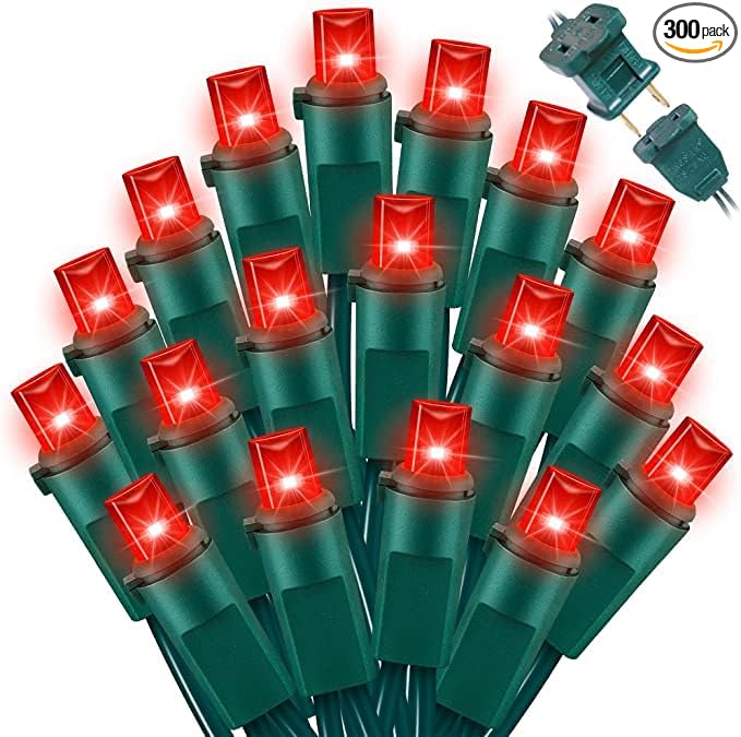 Red Wide Angle LED Christmas Lights, 64.8 Ft 300 Count by ULL