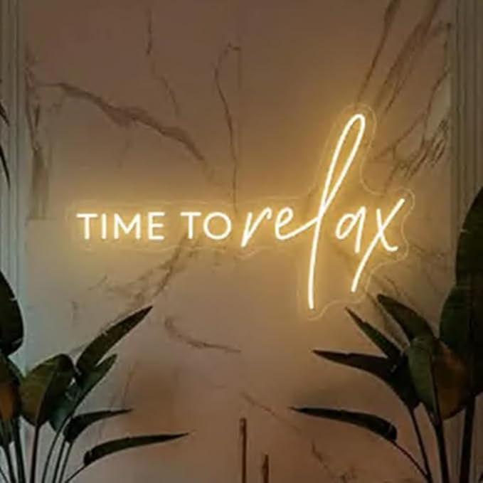 Time To Relax Neon Sign, Custom Bathroom Decor LED Neon Light Bedroom Beauty by BELISAMA