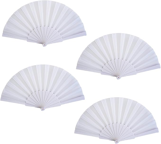 HUNANBANG Product Image 4 Pieces Folding Hand Fans Church Wedding Gift by HUNANBANG