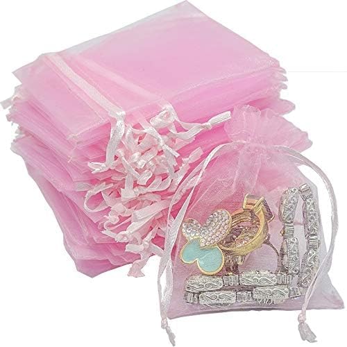 TheDisplayGuys 48-Pack 4x6 Pink Sheer Organza Gift Bags - Image 2