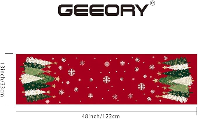GEEORY Christmas Table Runner 13x48 Inch, Xmas Trees Snowflakes Holiday - Image 6