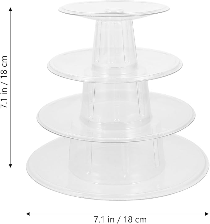 DOITOOL Macaron Tower Stand 4 Tier Transparent Plastic Round Macaron Tower - Image 4