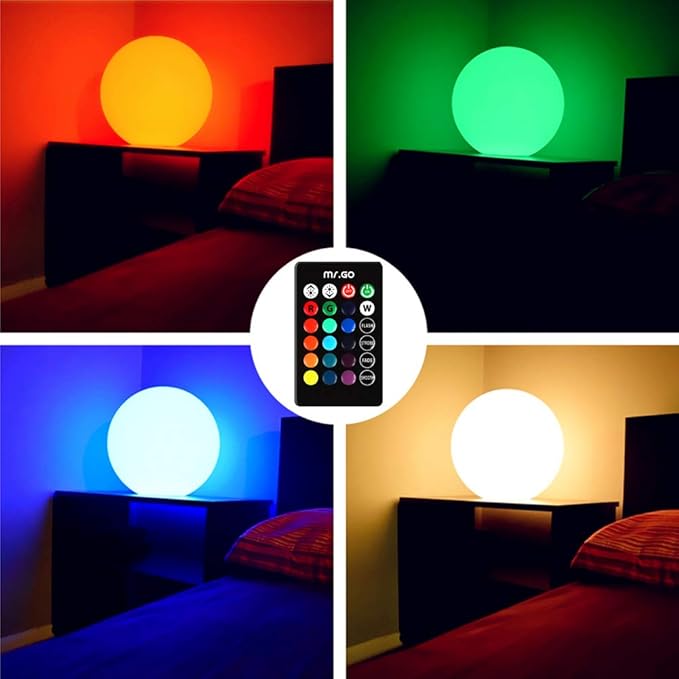 Mr.Go 14-inch LED Ball Light, Cordless Rechargeable Globe Lamp w/Remote - Image 3