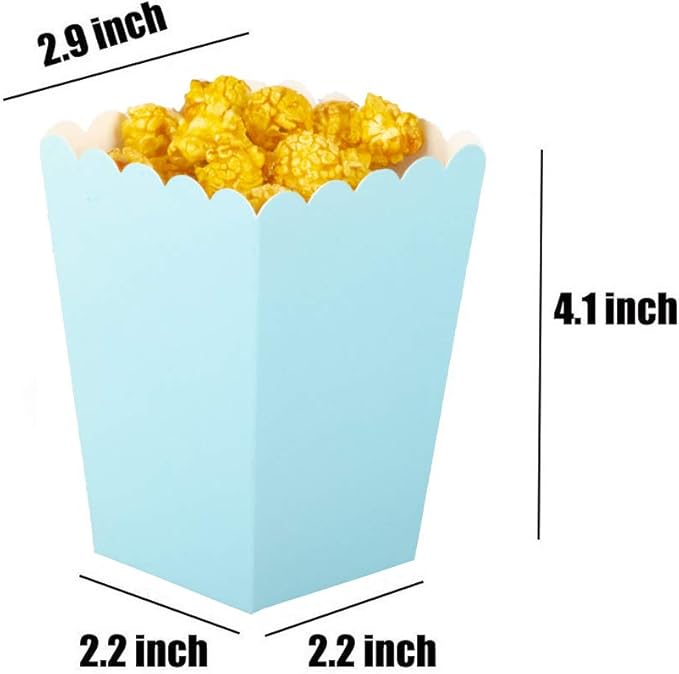 Light Blue Popcorn Boxes Mini Paper Popcorn Box Cardboard Popcorn Container - Image 2