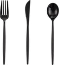 Supernal 180pcs Black Plastic Silverware Heavy Duty Black Party Cutlery by supernal