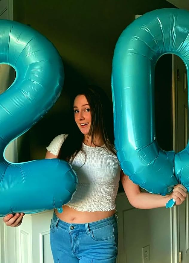 Blue Helium Number Balloon 40 Inch, Giant Foil Blue Number 0 Birthday Balloons - Image 5