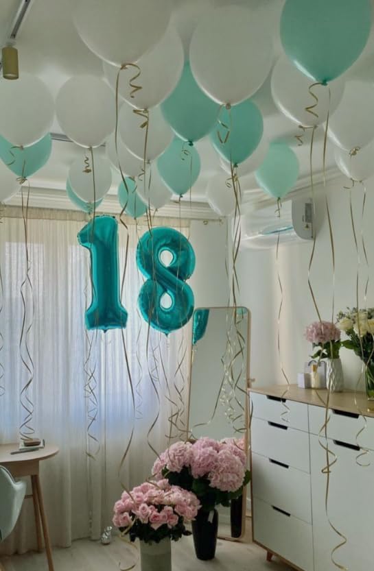 Helium Foil Teal Blue Number 8 Balloon 40 Inch, Mylar Eight Numbers 8 18 28 38 - Image 4