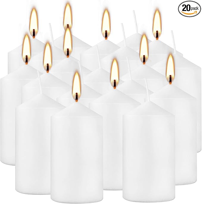 20-Pack 2 x 4 Long Burning Unscented White Tall Pillar Candles by Unknown